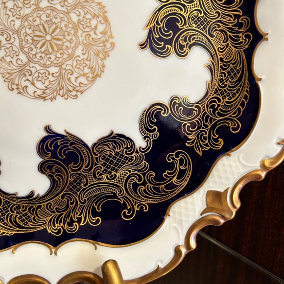 Reichenbach Fine Porcelain Cobalt Gold and White Platter Made in Germany - Picture 6 of 13